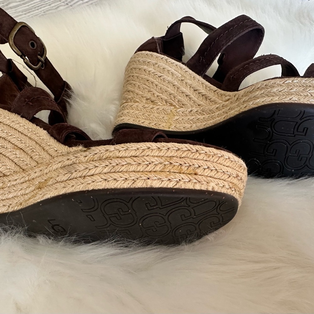 UGG Dark Brown Wedge Sandals - Picture 5 of 7